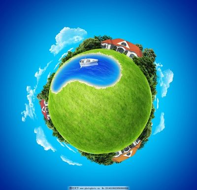 綠色環保生態地球圖片,綠草 草地 藍天 白云 公路-